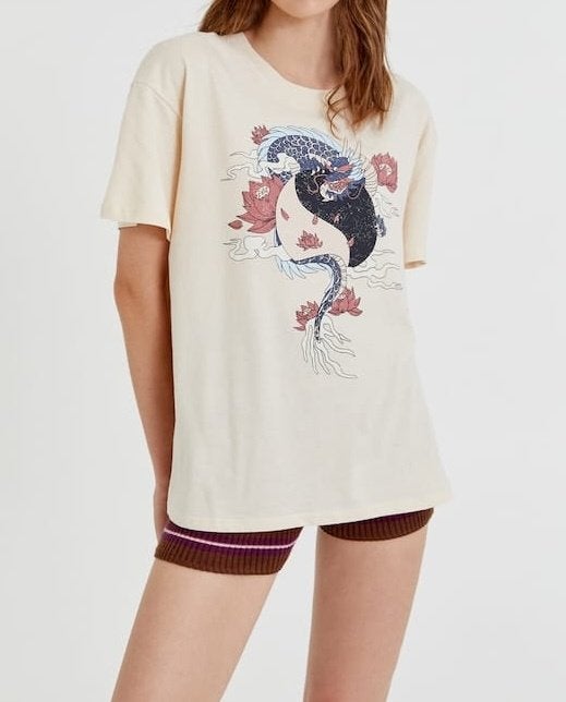 Pull & Bear beige oversized t-shirt top Yin en Yang maat M, Maat 38/40 (M), Beige, Nieuw, Ophalen of Verzenden