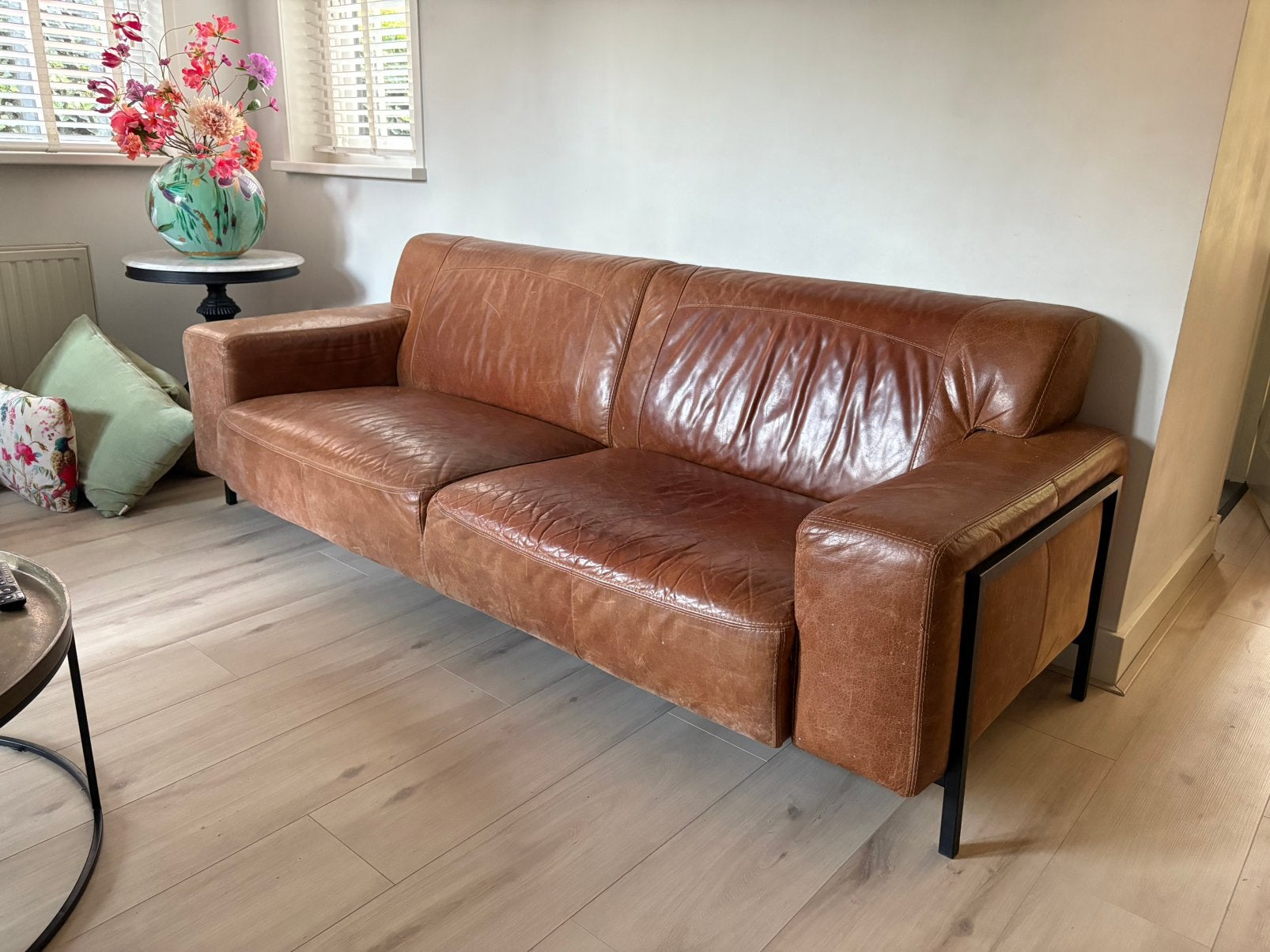 Congnac leren bank van eijerkamp, Ophalen of Verzenden, Zo goed als nieuw, 75 tot 100 cm, 200 tot 250 cm