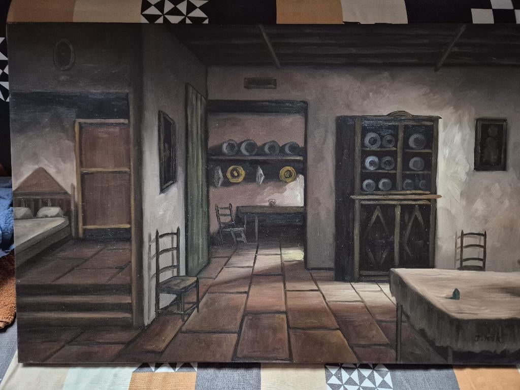 Schilderij J Kok Interieur, Antiek en Kunst, Kunst | Schilderijen | Klassiek, Ophalen