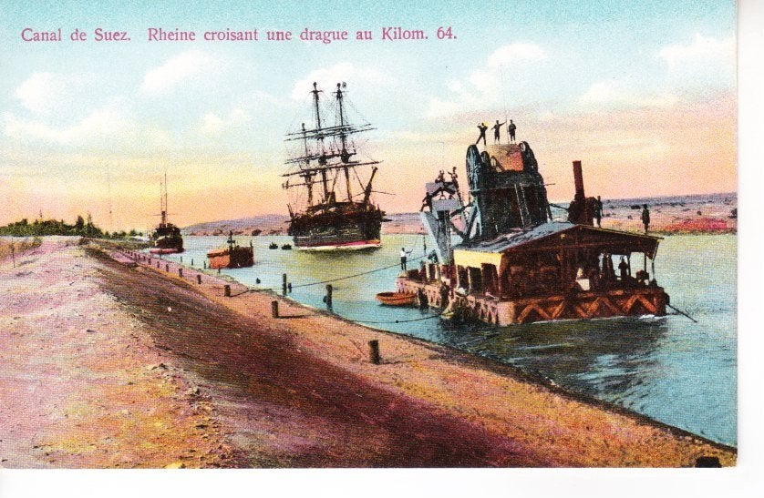 Suezkanaal, Egypte met reclame Haarlem. 11-08, Ophalen of Verzenden, Voor 1920, Ongelopen, Buiten Europa