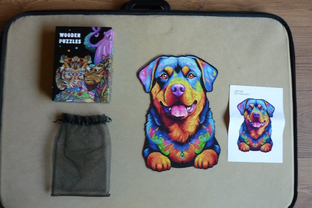 Houten puzzel (XL) '' ROTTWEILER-2 '' + Poster 300 st., Ophalen, Minder dan 500 stukjes, Zo goed als nieuw, Legpuzzel