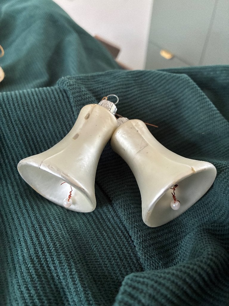 vintage glazen kerstklok 50/60 zilver parelmoer midcentury, Diversen, Ophalen of Verzenden, Gebruikt