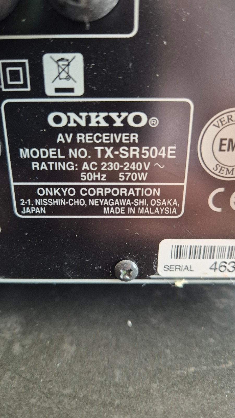 Onkyo TX-SR504E AV Receiver, Ophalen, Gebruikt, 120 watt of meer, Onkyo