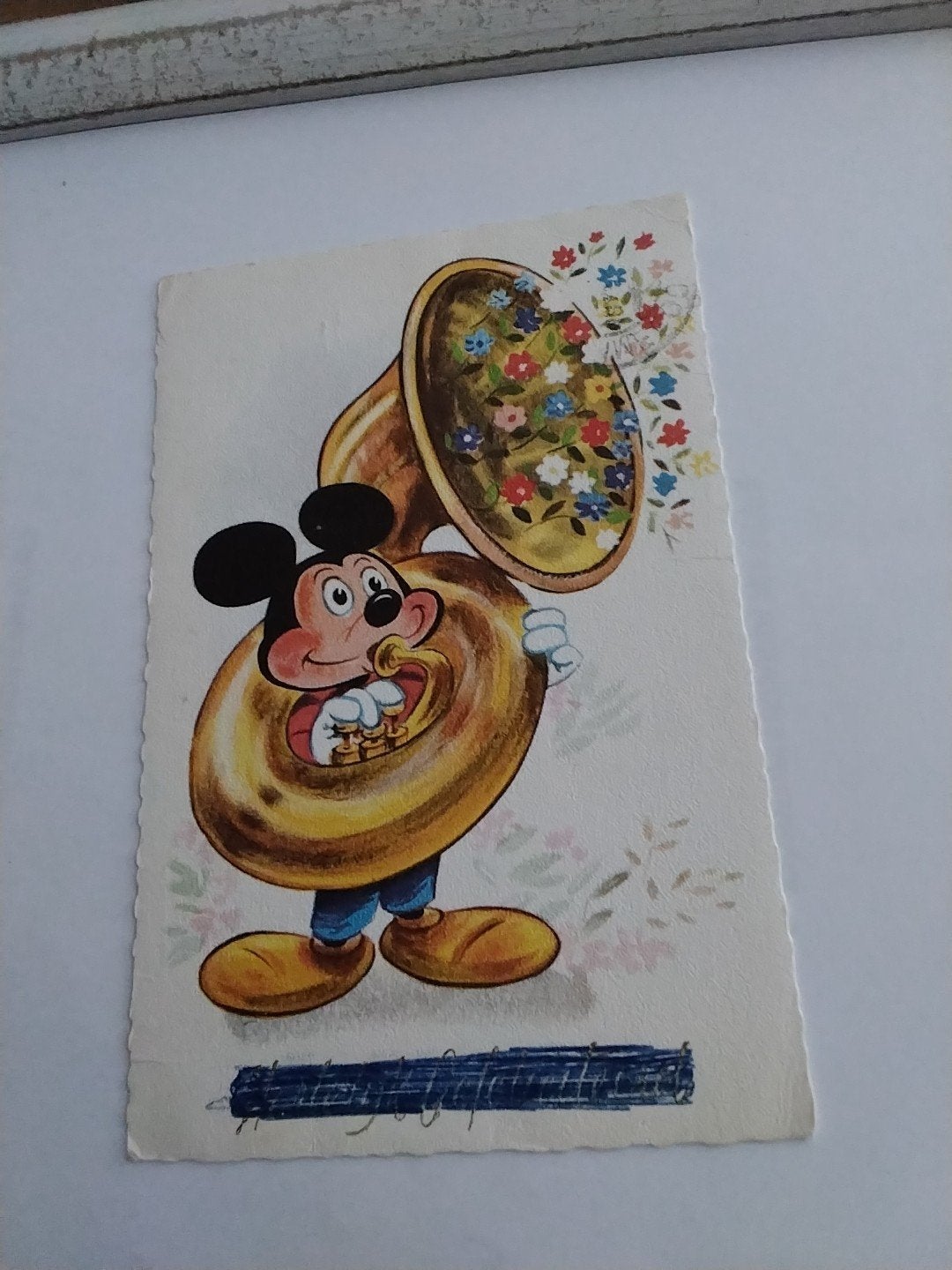 Vintage Mickey Mouse Ansichtkaart -, Ophalen of Verzenden, 1960 tot 1980, Gelopen