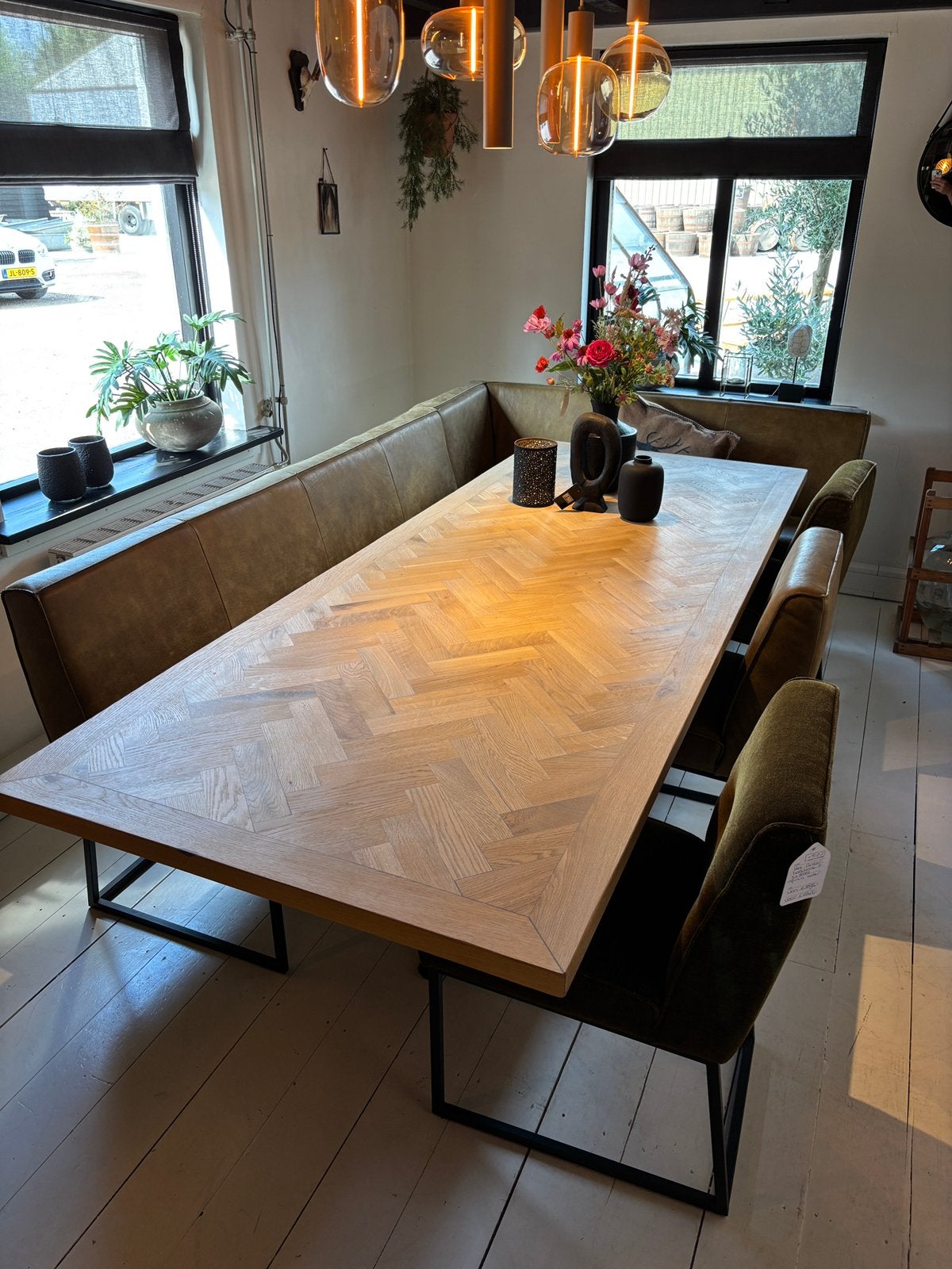 Eetkamertafel, Eiken tafel, Visgraattafel, Keukentafel, Huis en Inrichting, Tafels | Eettafels, Ophalen, Eikenhout, 50 tot 100 cm
