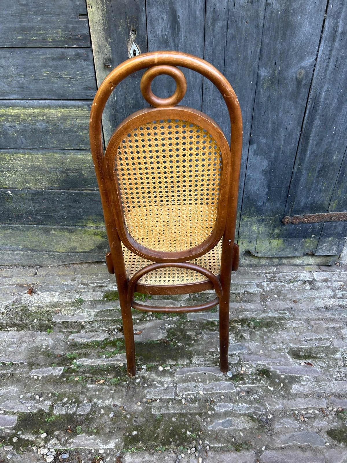 Vintage Thonet stoel met rotan zitting, Ophalen of Verzenden