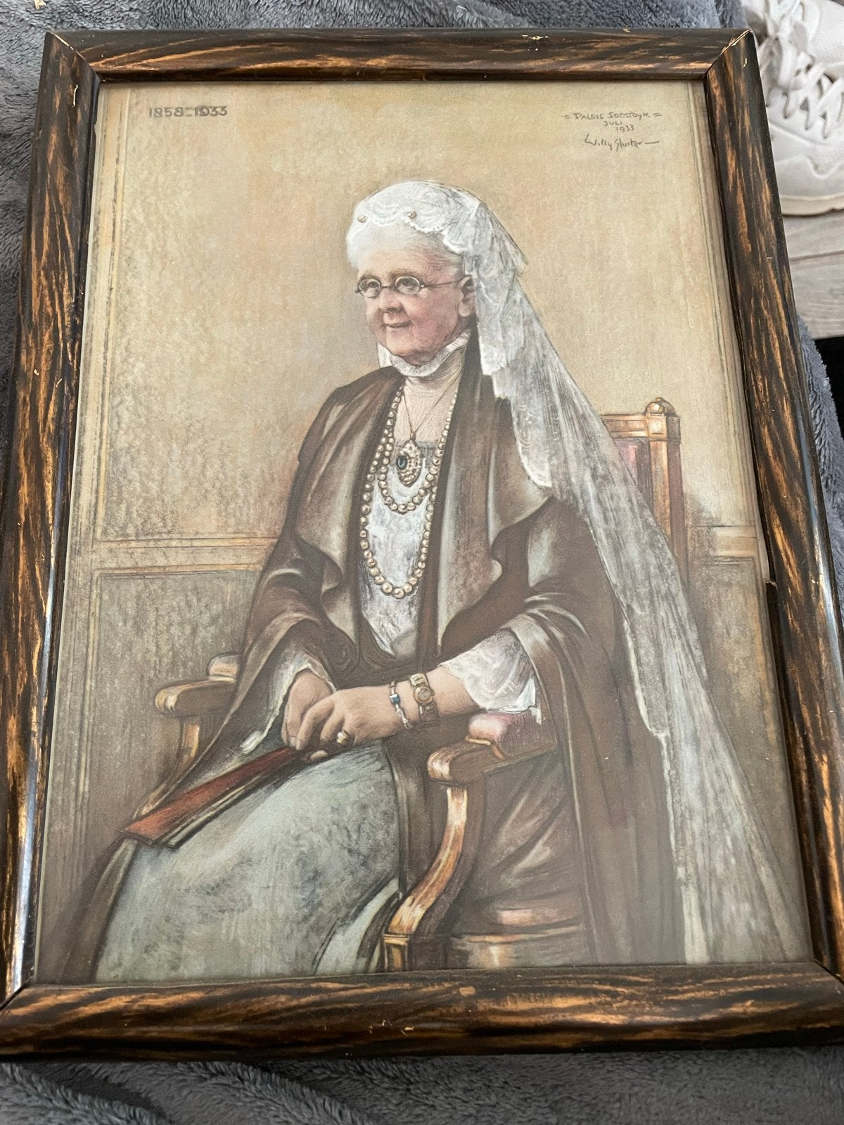 Oud portret van een dame, gesigneerd Willy Sluiter, Antiek en Kunst, Gedateerd, Portret of Personen, Overige technieken, Ophalen of Verzenden