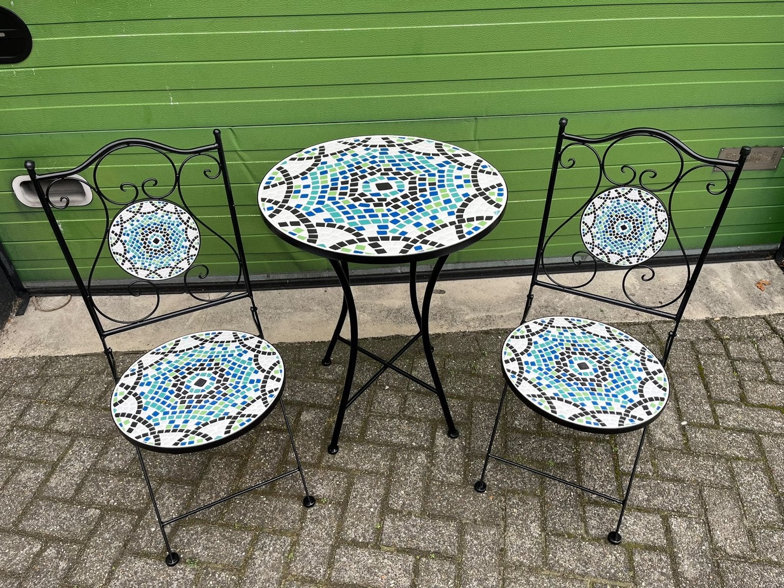 Nieuwe Amélie Bistro Mozaïek Set - Tafel en 2 Stoelen, Overige materialen, Eettafel, Nieuw, Tuinset