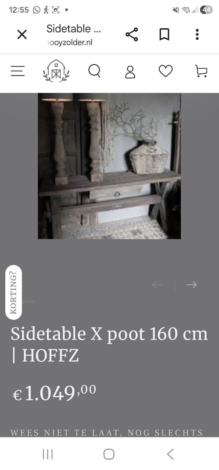 Sidetable X poot 160 cm | HOFFZ, Ophalen, Landelijk, sober, rustiek, Zo goed als nieuw, 150 tot 200 cm