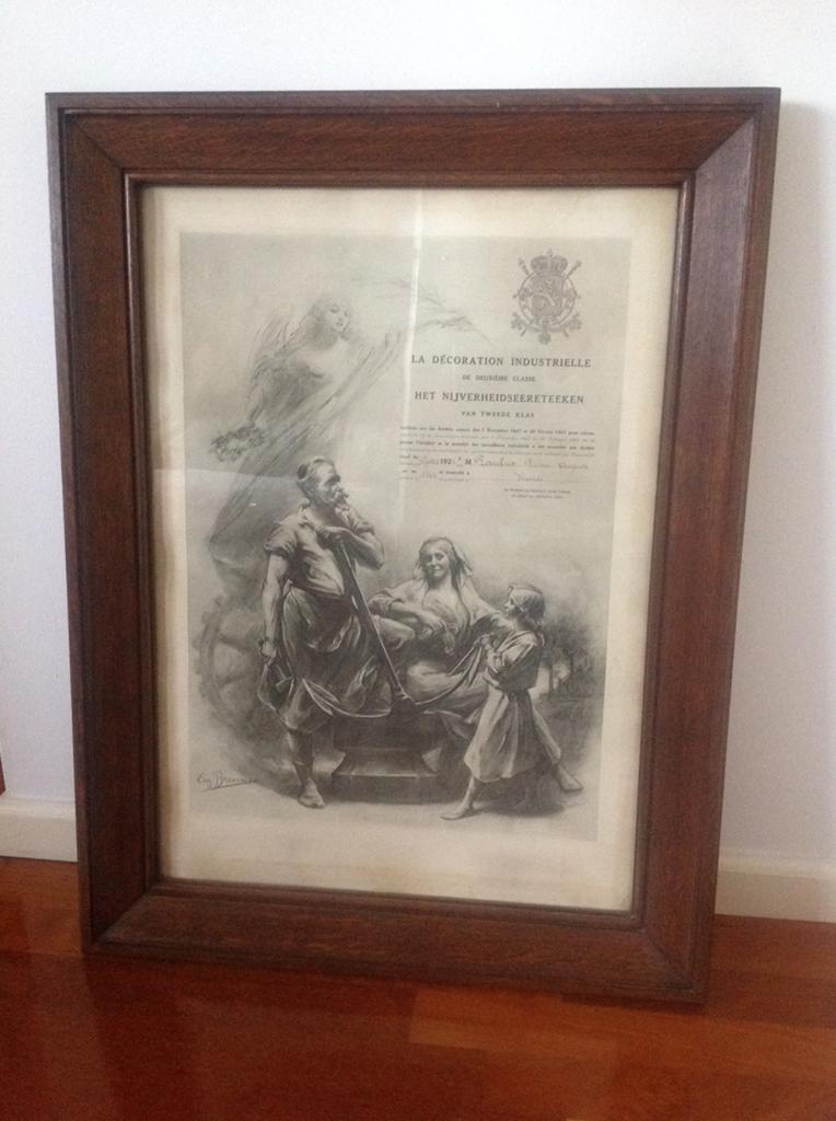 Antieke ingelijste litho 'La Décoration Industrielle', Ophalen