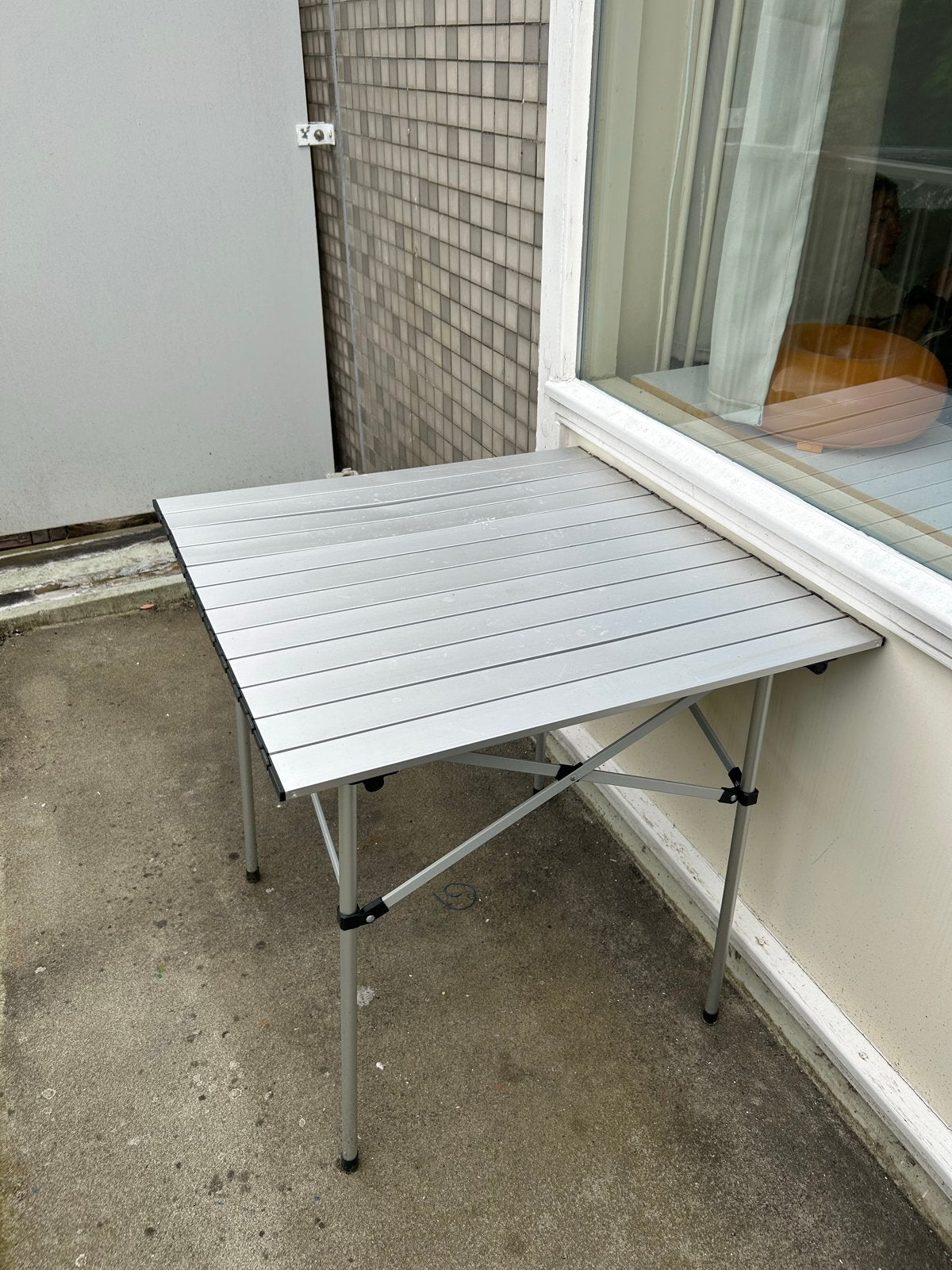 Compacte aluminium buitentafel - ideaal voor balkon/camping, Ophalen, Gebruikt, Rechthoekig, Aluminium