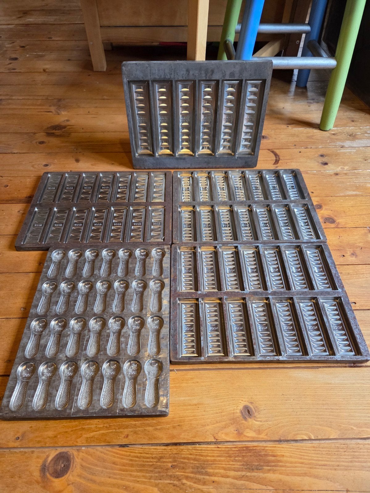 5 Antieke Chocoladevormen 'Boon' - 34x26cm, Verzenden