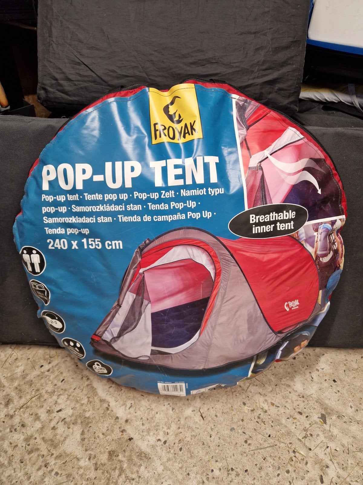 Pop Up tentje Froyak rood, Caravans en Kamperen, Tenten, Ophalen, Zo goed als nieuw, Tot en met 2