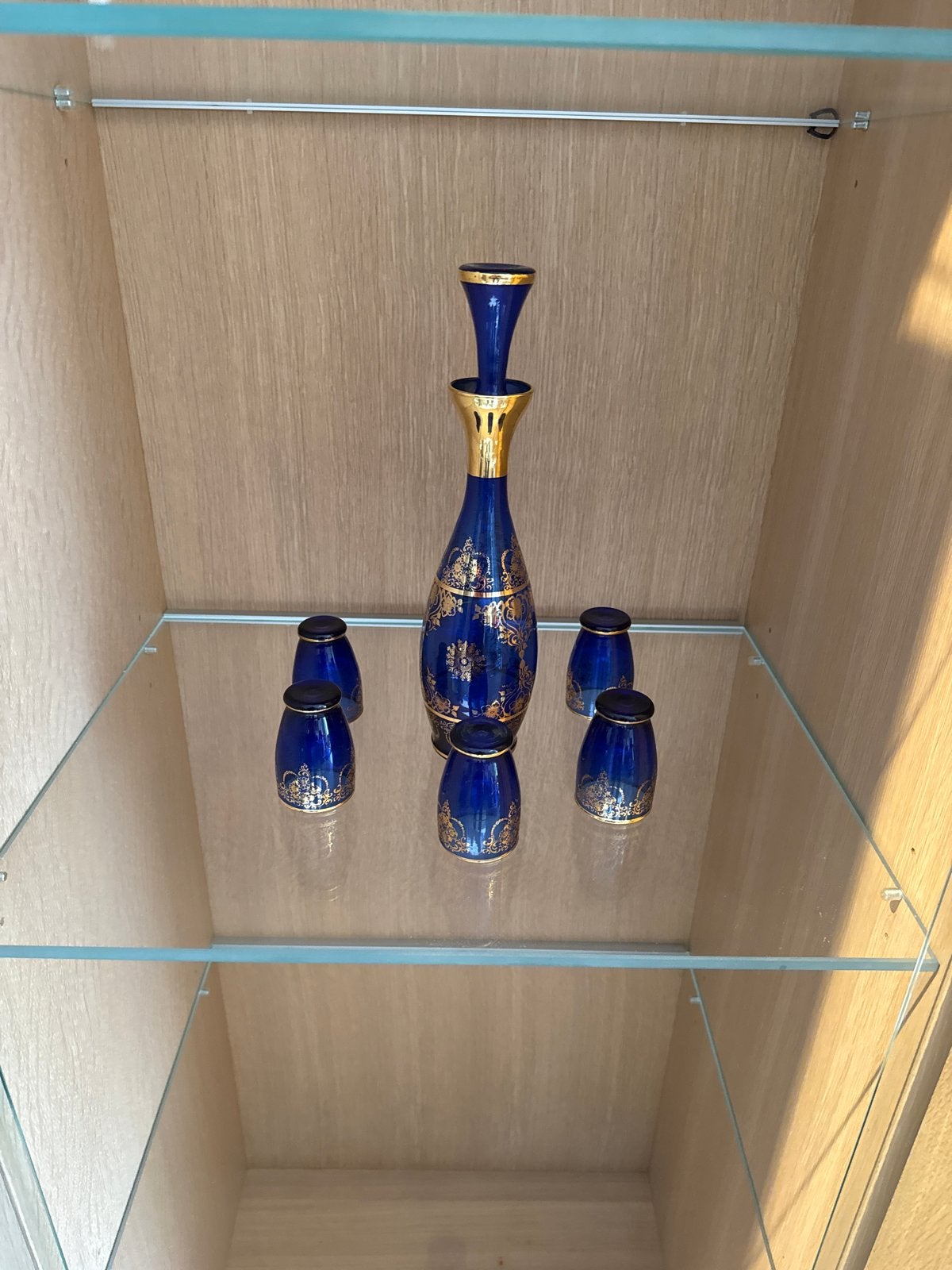 Vintage Kobaltblauw Karaf met Borrelglaasjes, Ophalen of Verzenden