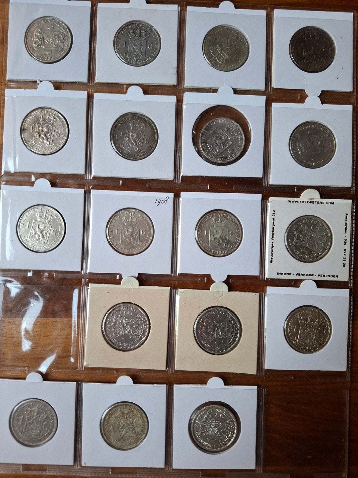Complete serie 1 gulden 1892-1917 Wilhelmina (op 1911 na), Ophalen of Verzenden, Nederland, Munten
