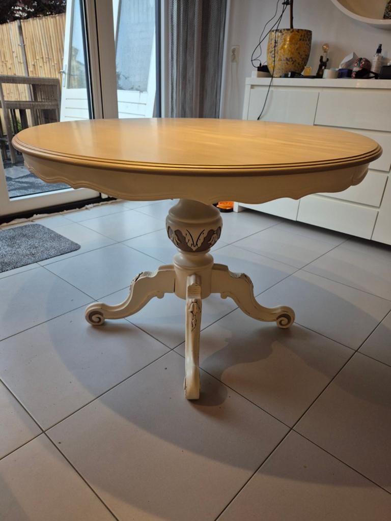 Ronde eettafel 4-6 persoons, Huis en Inrichting, Tafels | Eettafels, Ophalen, Gebruikt, Vijf personen of meer, Brocant
