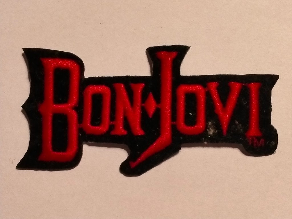 Jon Bon Jovi vintage rock metal RARE logo patch embleem, Ophalen of Verzenden, Zo goed als nieuw, Kleding