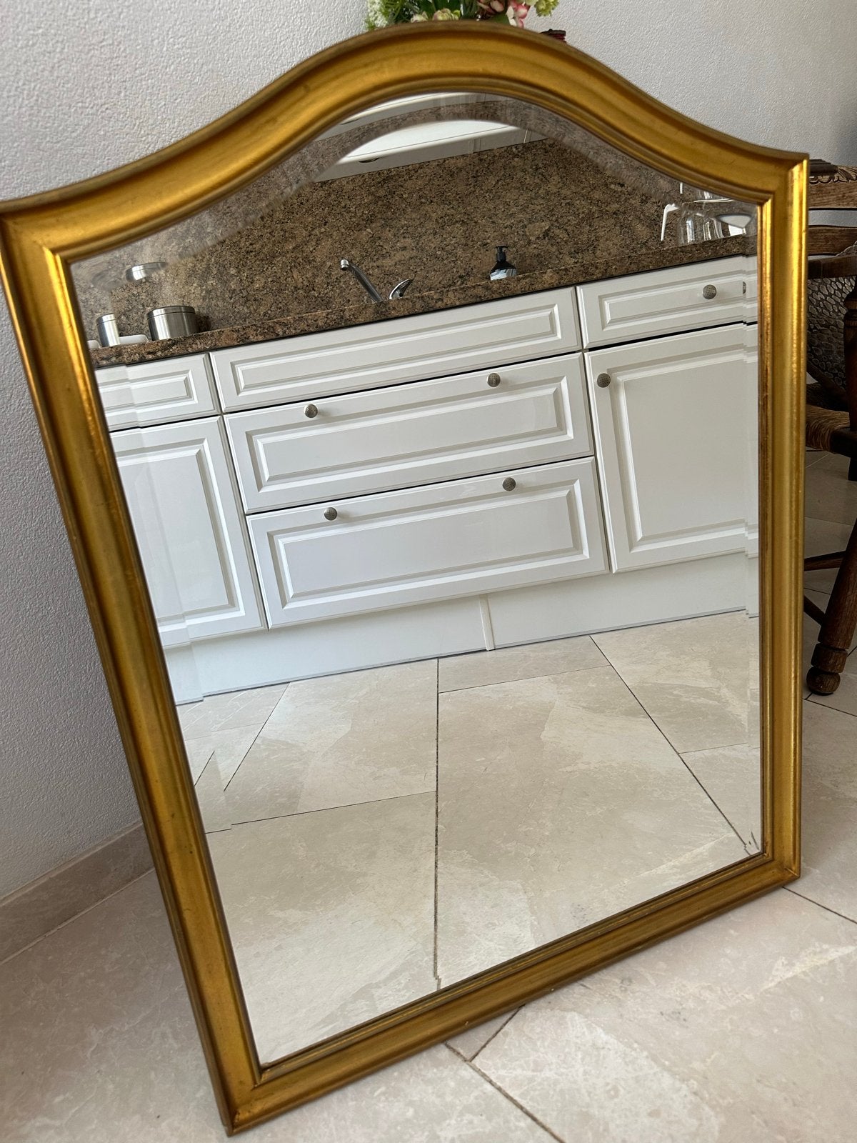 Mooie bronzen spiegel 67,5 x 88 cm met geslepen glas, Huis en Inrichting, Ophalen, Gebruikt, Minder dan 100 cm, Rechthoekig