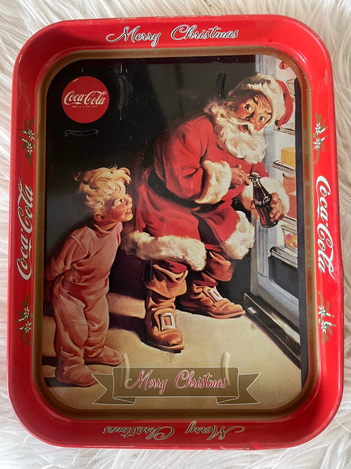 Set van 2 vintage Coca-Cola kerst dienbladen, Ophalen of Verzenden