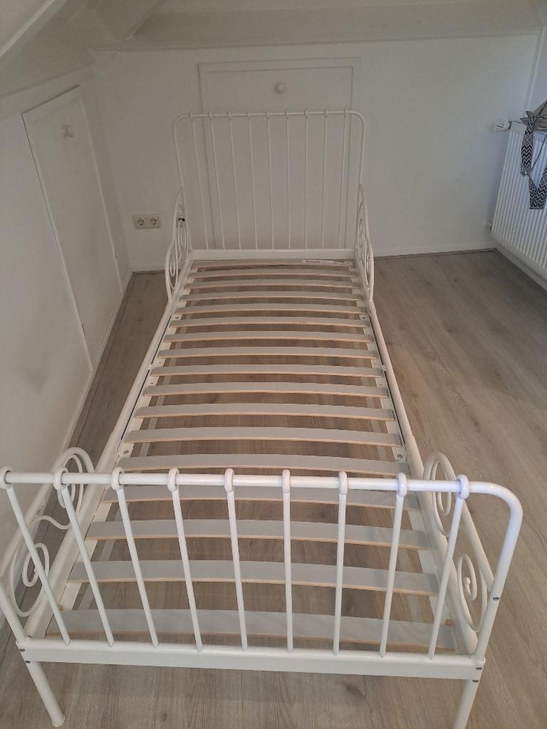 1 persoons bed wit, Huis en Inrichting, Slaapkamer | Bedden, Ophalen, Gebruikt, 90 cm, Eenpersoons