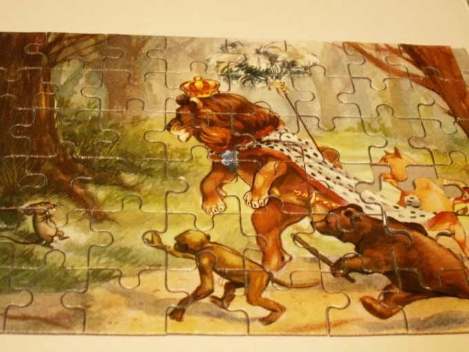 Oude legpuzzel De rat redt de leeuw Diamant fifties, Antiek en Kunst, Ophalen of Verzenden