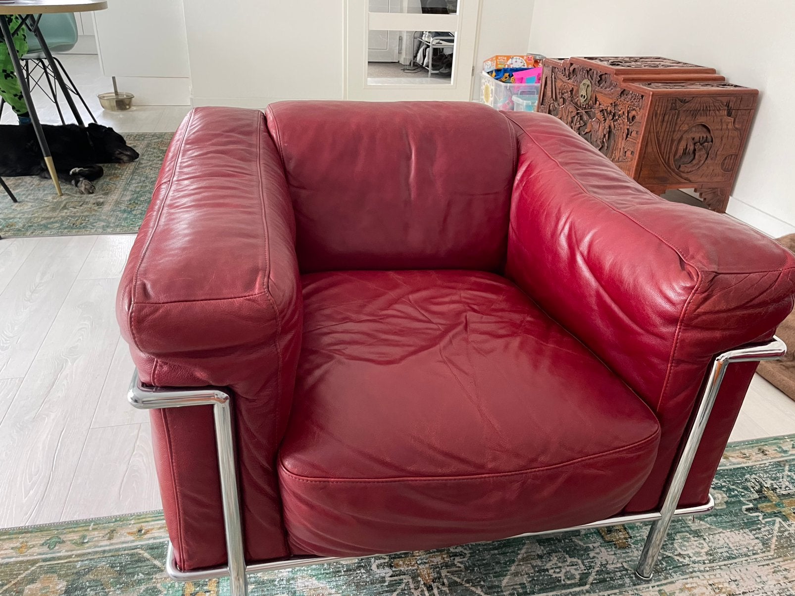 Vintage rood lederen orginele Natuzzisofa en stoelen, Huis en Inrichting, Ophalen, Gebruikt, Leer, Vintage luxe combinatie