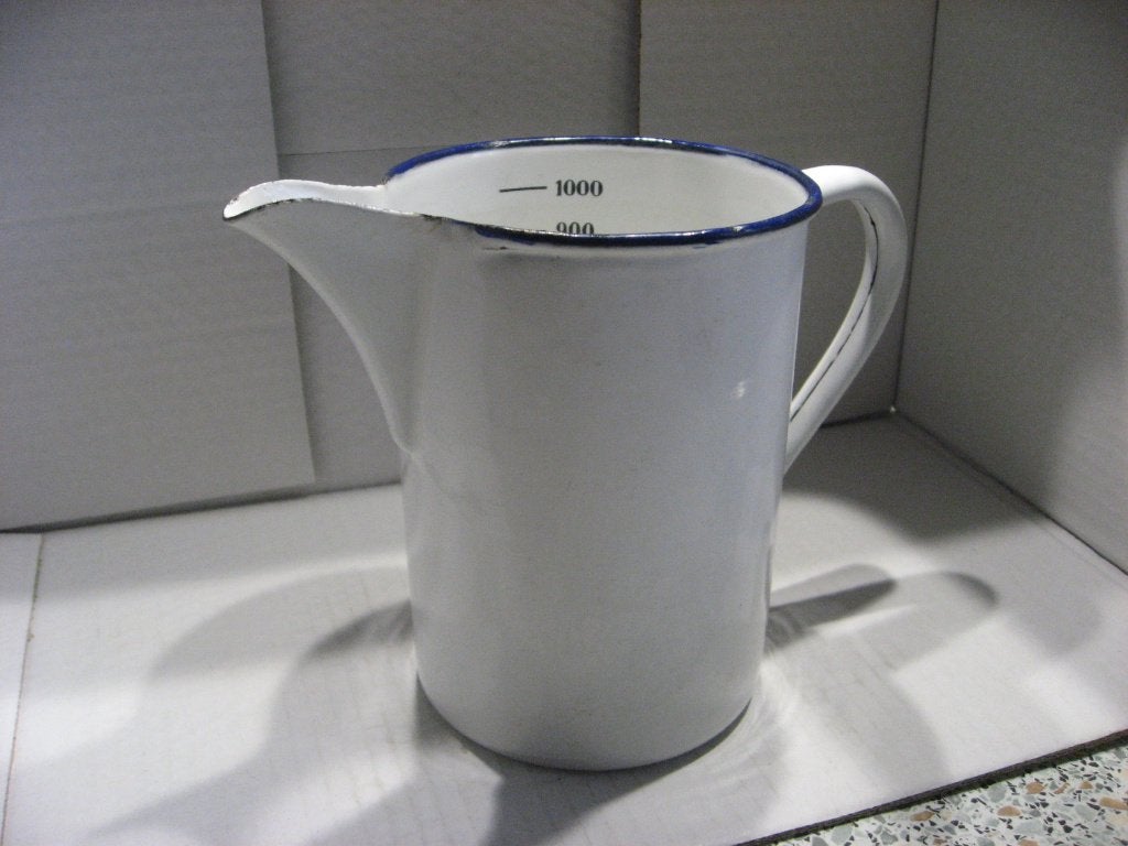 Maatkan wit emaillen 1 liter, Antiek en Kunst, Ophalen of Verzenden