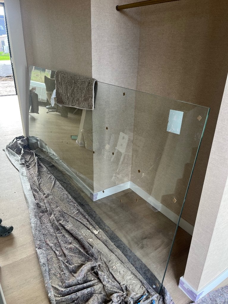 Glazenwand gehard helder glas, Doe-het-zelf en Verbouw, Ophalen, Nieuw, 160 cm of meer, Glasplaat