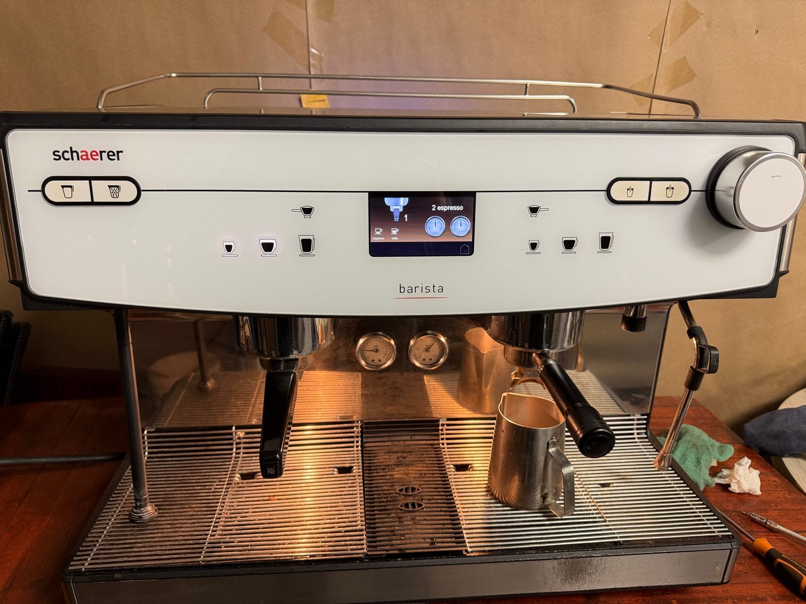 Schaerer Barista Espressomachine, Witgoed en Apparatuur, Koffiezetapparaten, Stoompijpje, Espresso apparaat, 10 kopjes of meer