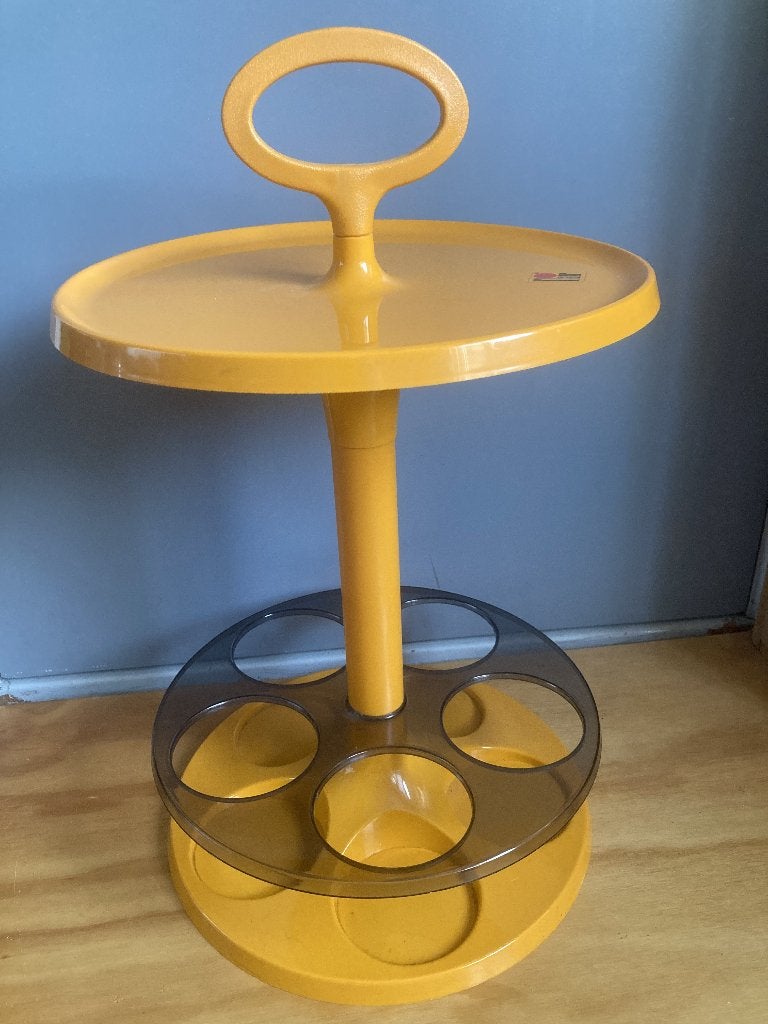 Vintage Flair bijzettafel/bartafel. Oranje, space age., Gebruikt, Rond, Vintage, Retro, Jaren '70, Space Age, Ophalen