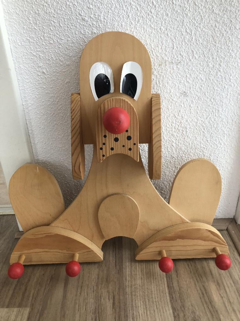 Vintage Houten Kinderkapstok – Vrolijke Hond – 4 Haken, Ophalen, Gebruikt, Overige typen