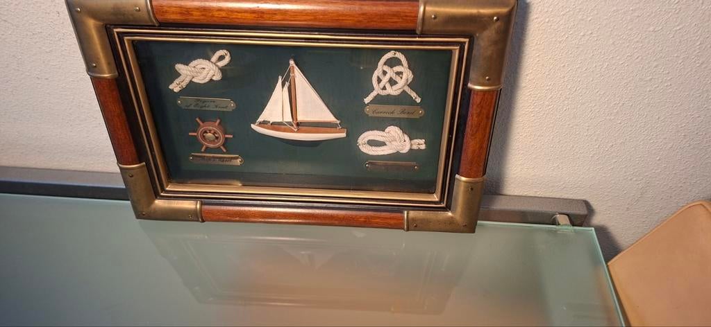 Scheeps decoratie schilderij met 3 scheepsknopen, Ophalen of Verzenden