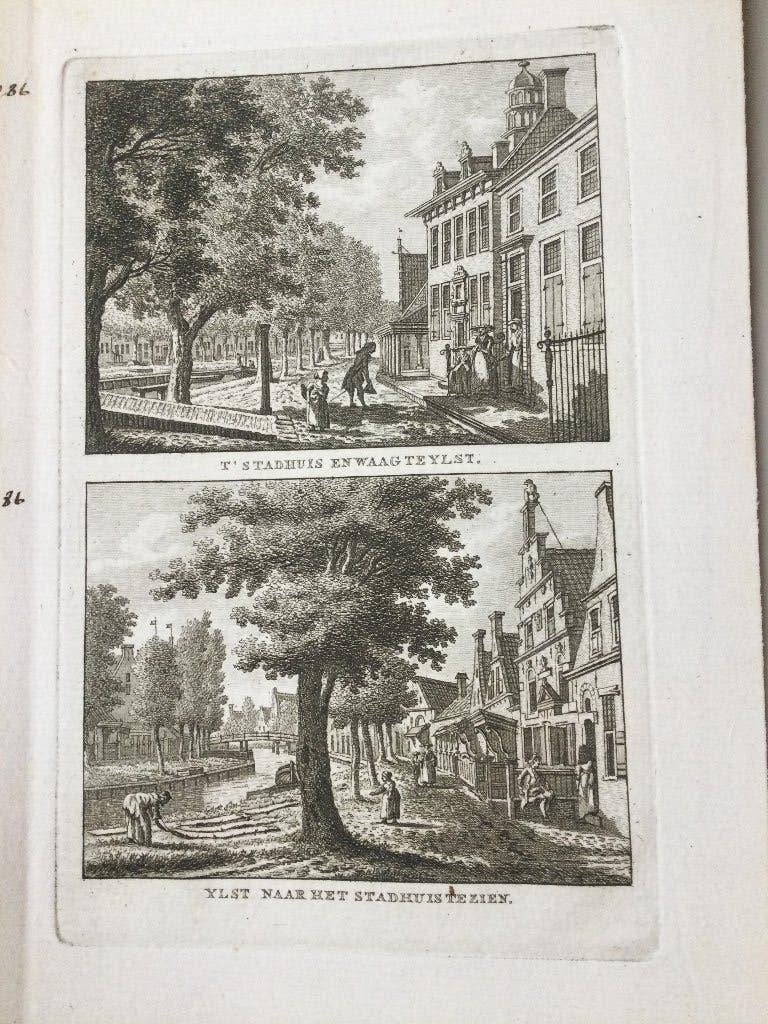 IJlst, SW Fryslân  Stadhuis en Waag, 1791 , Stadsgezicht, 16 cm, 21 cm, Verzenden