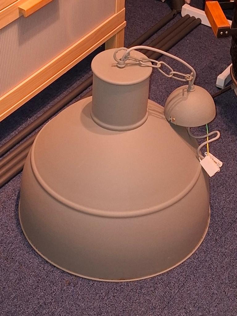 Grote industriële hanglamp - Grijs metaal, Ophalen, Gebruikt, 50 tot 75 cm, Metaal