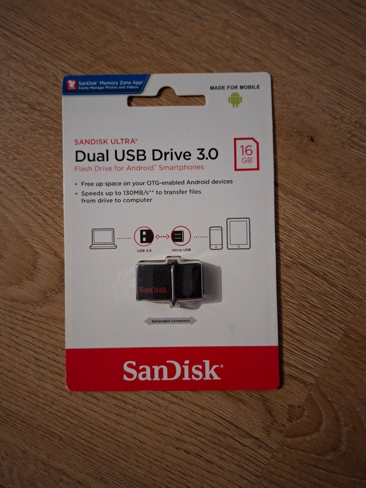 SanDisk Ultra Dual USB Drive 3.0 - 16 GB voor Android, Computers en Software, USB Sticks, Nieuw, 16 GB, Ophalen of Verzenden