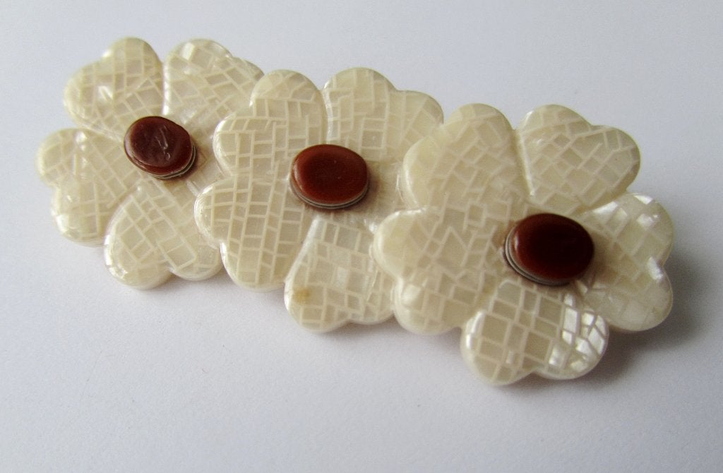 Lea Stein Parijs prachtige vintage bloem Broche gelamineerd, Verzenden, Overige materialen, Broche