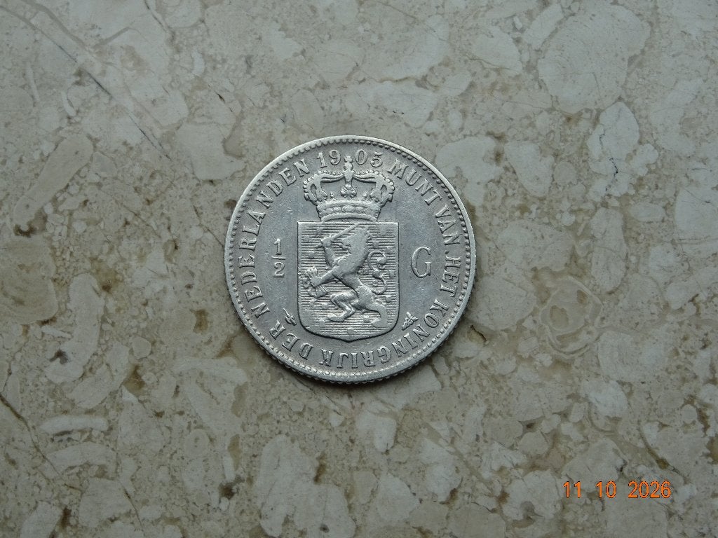 1/2 gulden 1905, Postzegels en Munten, ½ gulden, Zilver, Ophalen of Verzenden, Koningin Wilhelmina