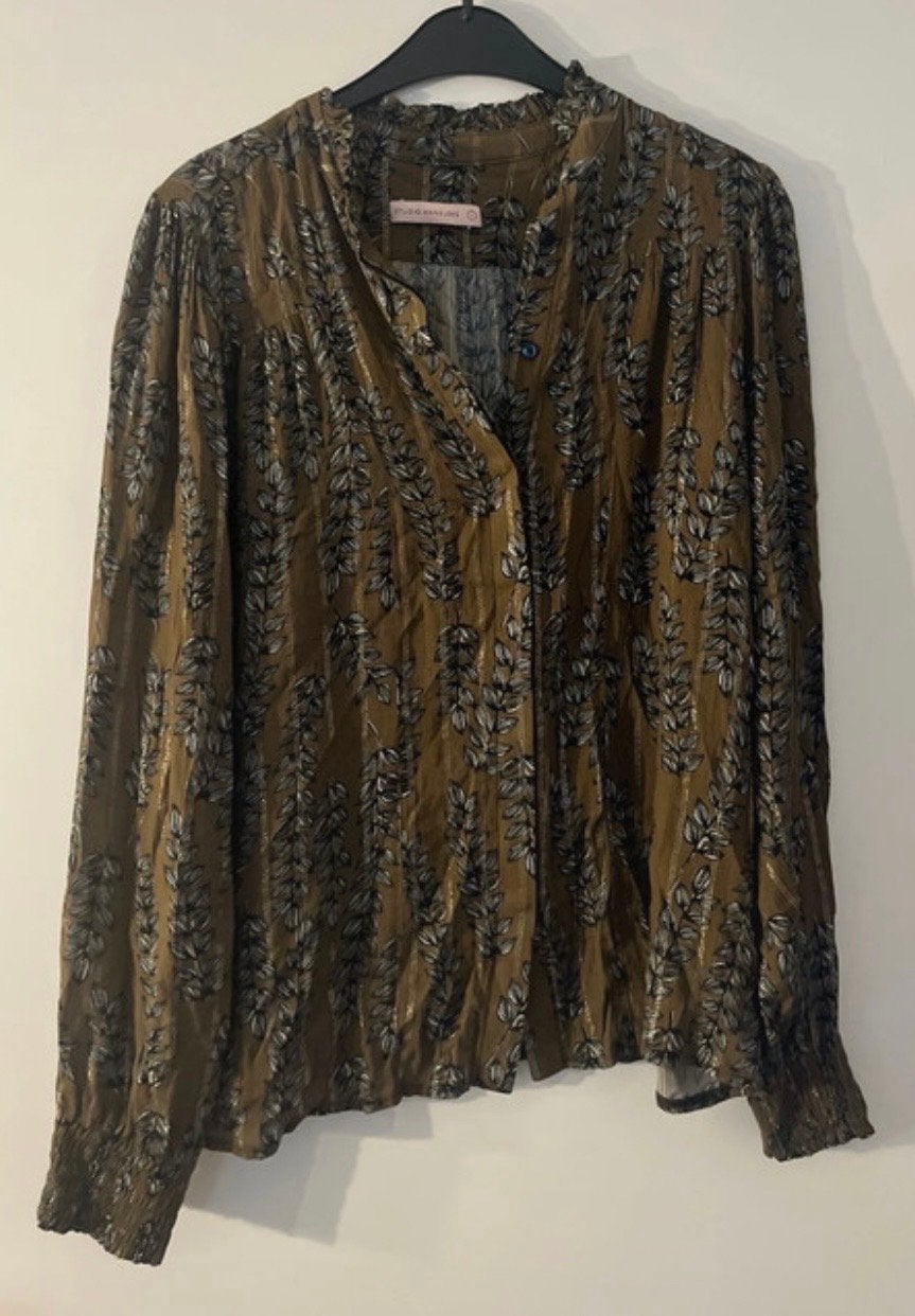 Studio Anneloes blouse met bladprint - Maat L, Ophalen of Verzenden, Zo goed als nieuw, Maat 42/44 (L), Bruin
