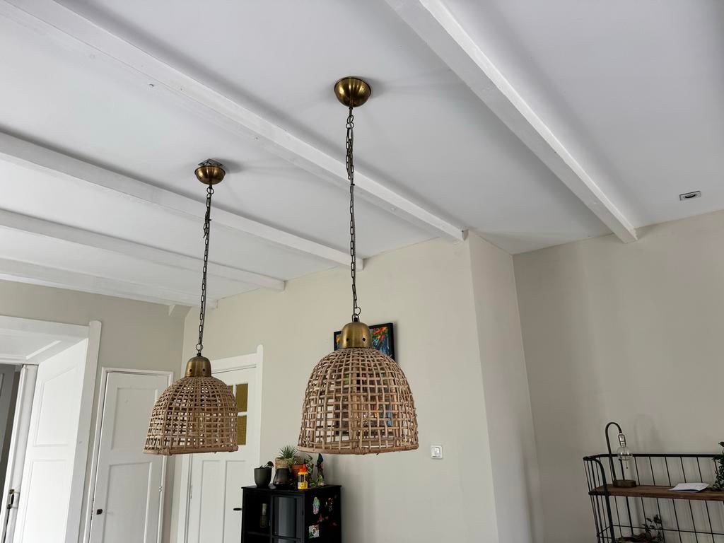 2x Riviera Maison hanglampen, Ophalen, Gebruikt, Hout, Minder dan 50 cm
