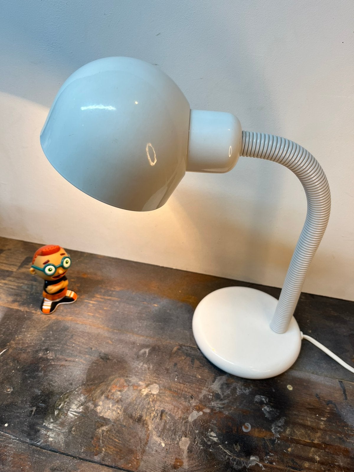 Vintage witte space age tafelamp, Ophalen of Verzenden, Zo goed als nieuw, Metaal