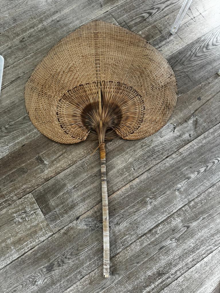 Brocante vintage rotan waaier, Ophalen of Verzenden