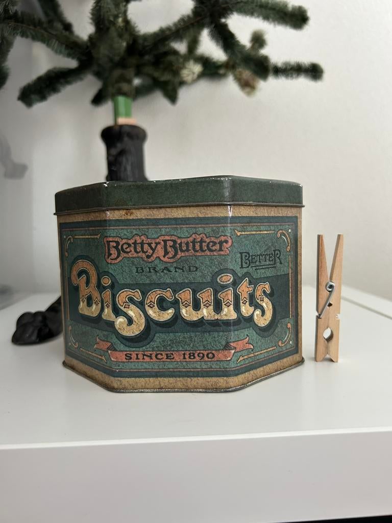 Vintage koekjes koek trommel, achthoekig, Betty Butter, Huis en Inrichting, Ophalen of Verzenden, Gebruikt