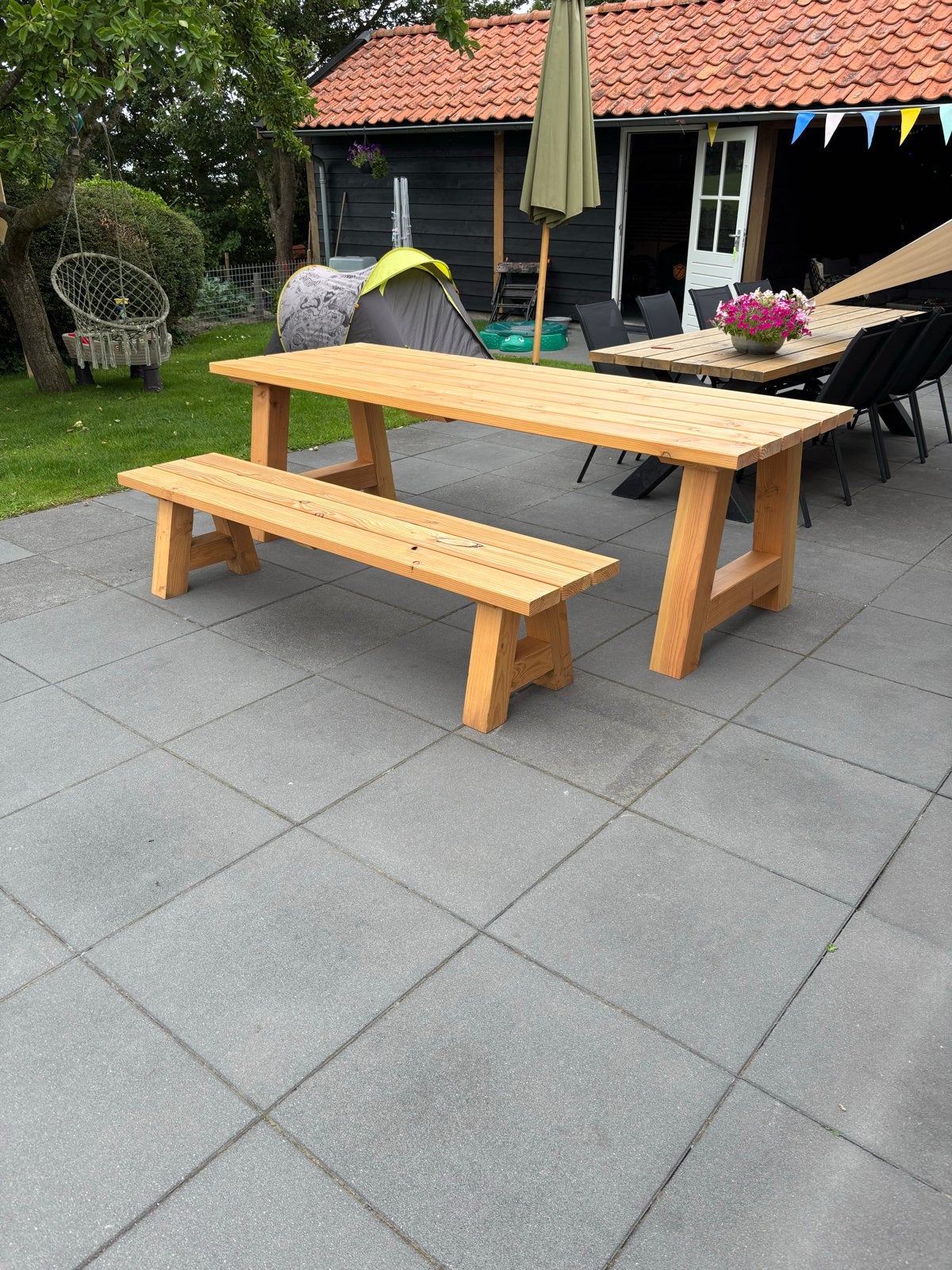 Douglas Houten Tuintafel Set met Bankje - Maatwerk Mogelijk, Tuin en Terras, Tuintafels, Ophalen, Nieuw, Rechthoekig, Hout