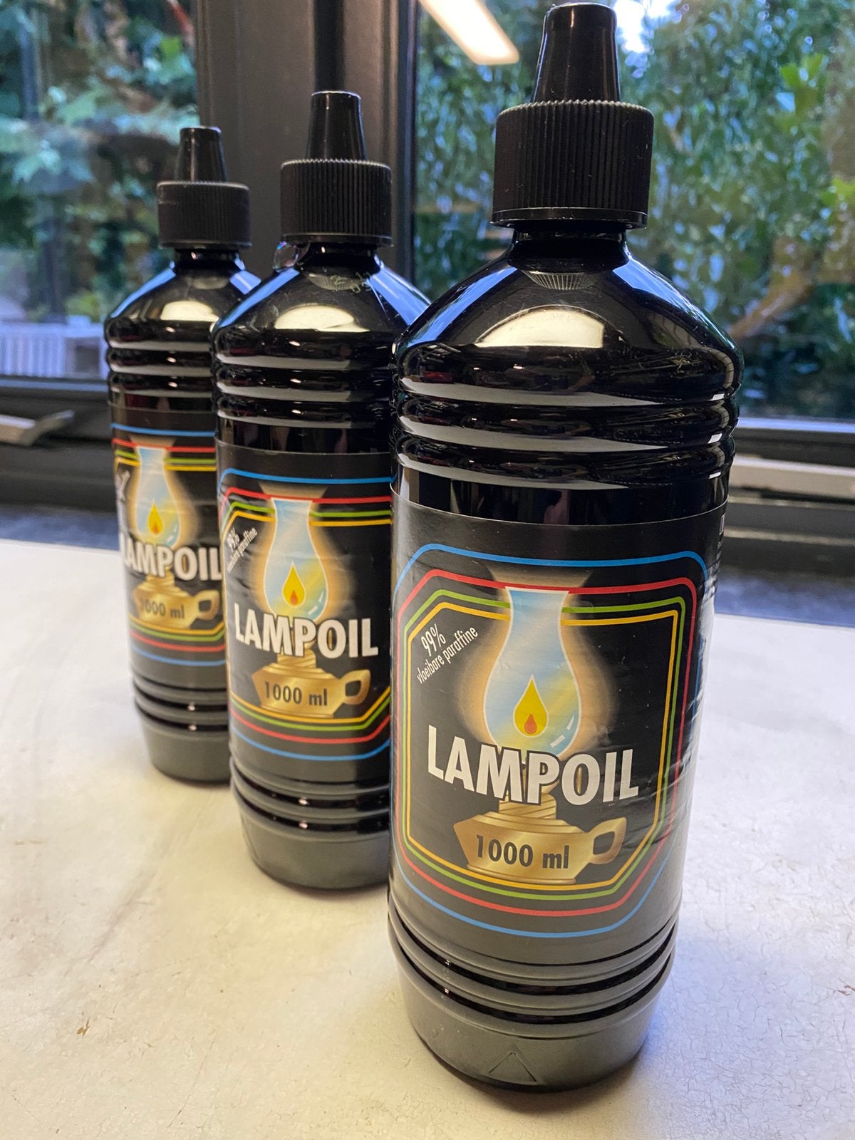 Drie flessen lampolie, Ophalen of Verzenden