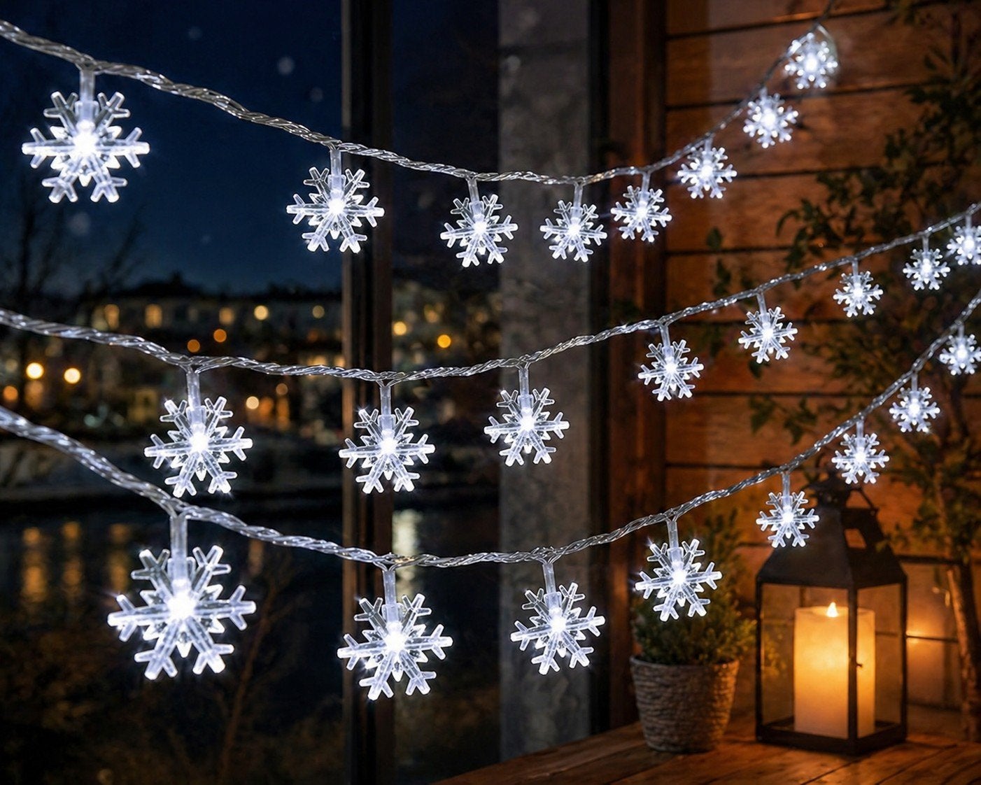 Sneeuwvlok lichtsnoer - 6 meter - 40 lampjes, Ophalen of Verzenden, Nieuw