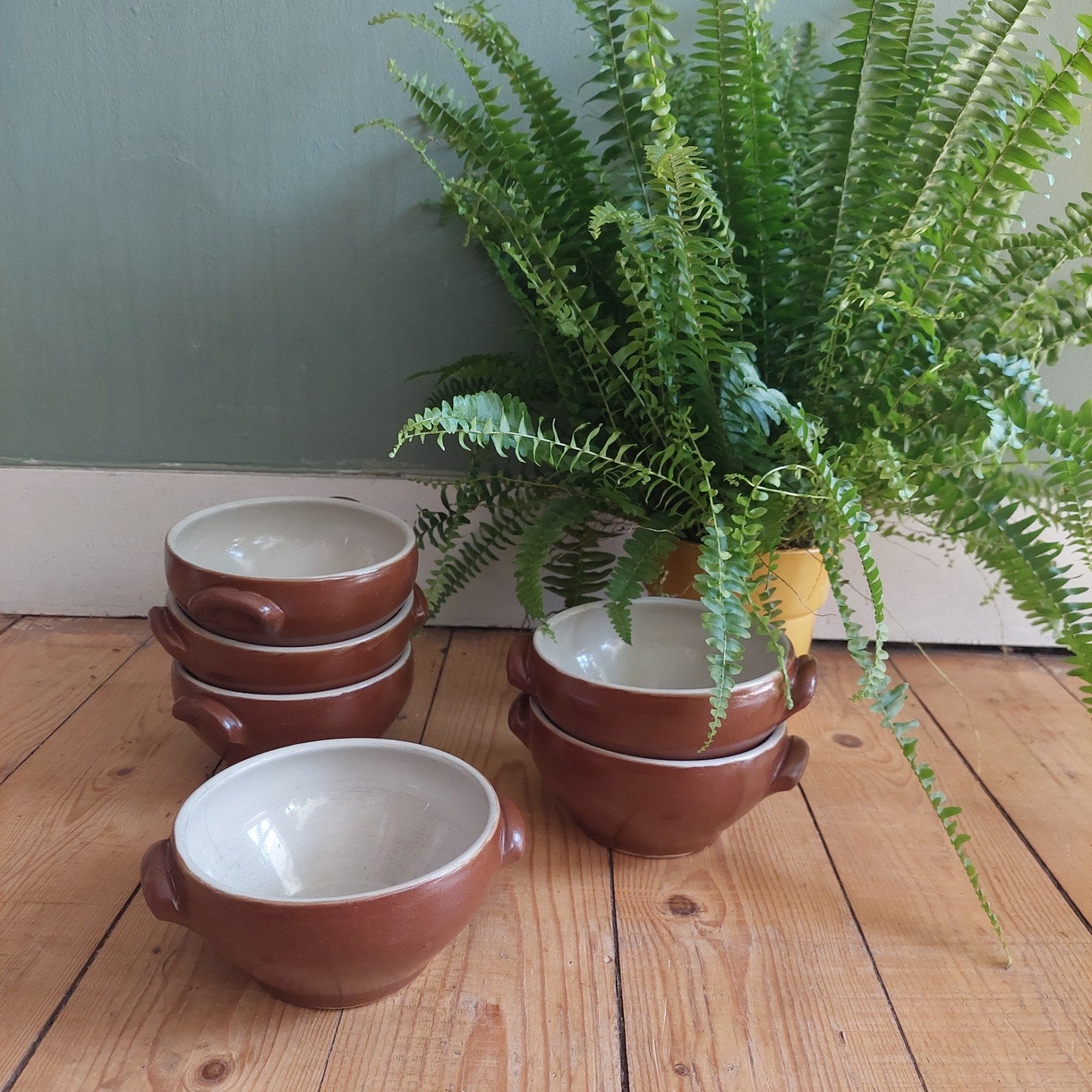 Lucky Vintage Franse kommen – Digoin Grès Pots, Gebruikt, ., Ophalen of Verzenden, Kom(men)