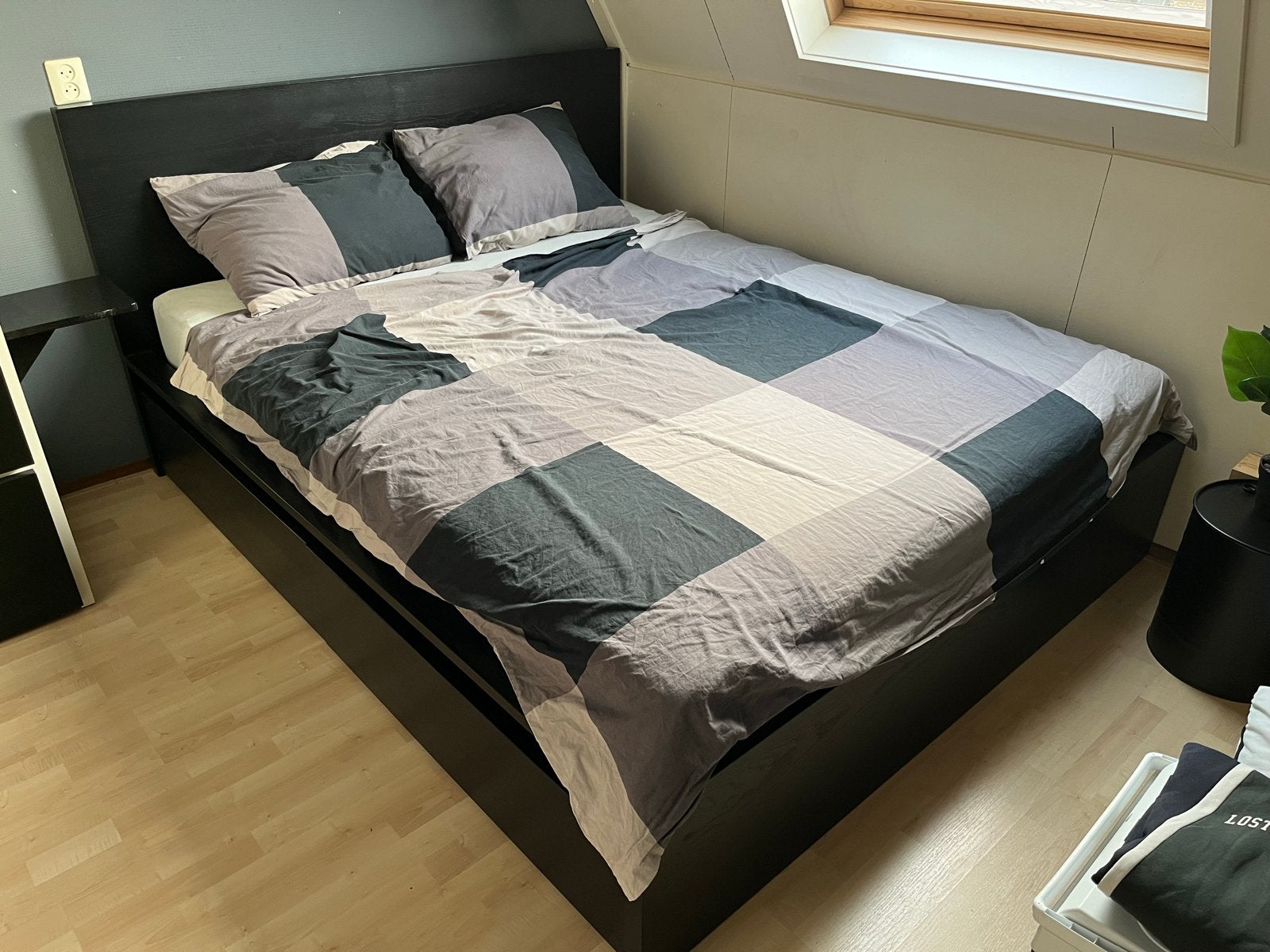 IKEA Malm Tweepersoonsbed 160x200 met lades en matras, Ophalen, Gebruikt, Zwart, Tweepersoons