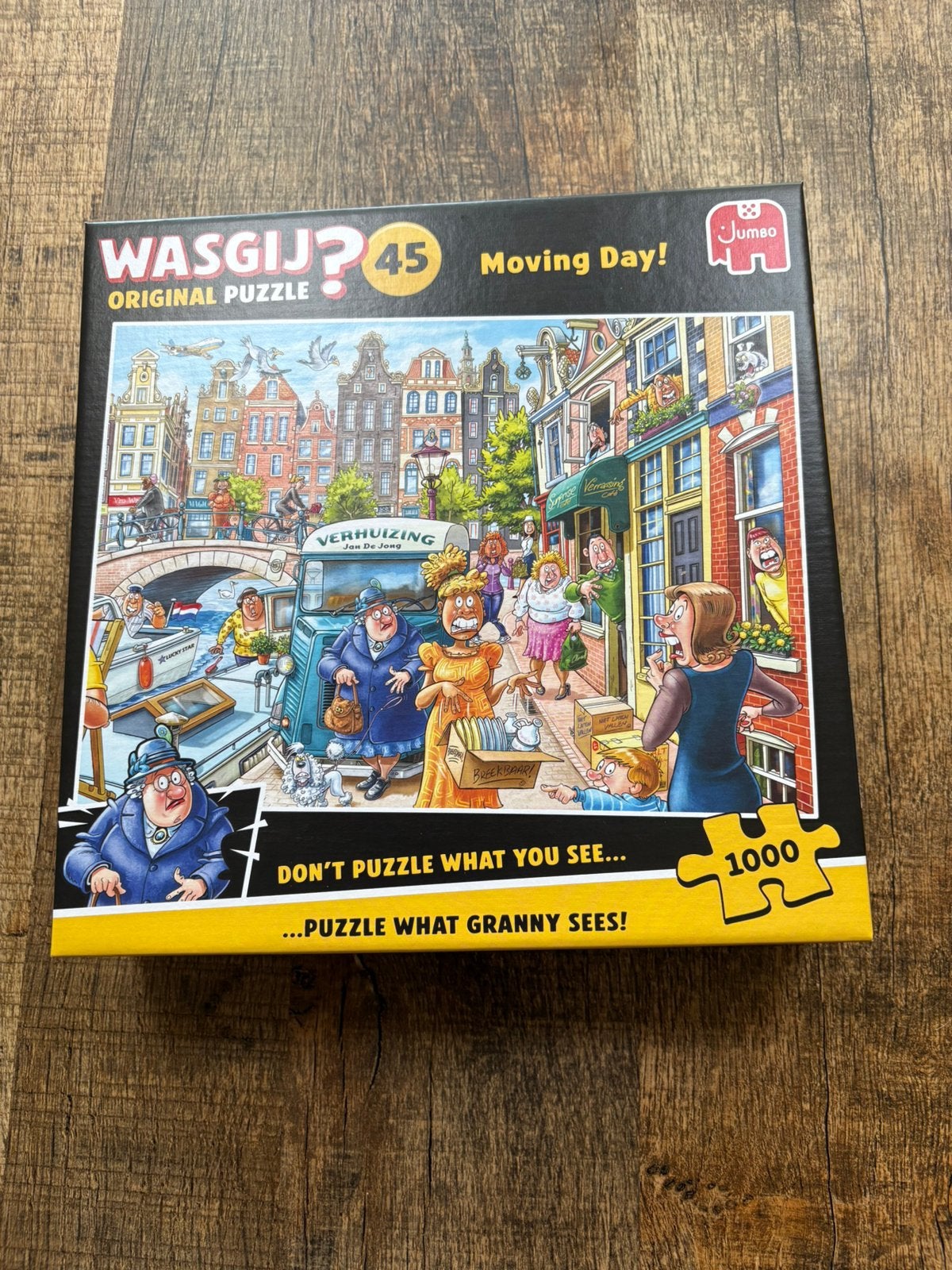Wasgij puzzel 1000 stukjes Moving day nr. 45, Ophalen of Verzenden, 500 t/m 1500 stukjes, Zo goed als nieuw