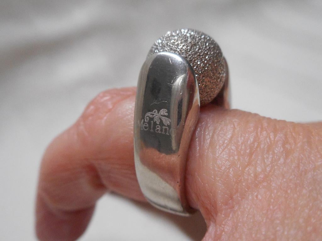 Zilveren melano ring met wisselbol nr.1308, Sieraden, Tassen en Uiterlijk, Ringen, Gebruikt, Verzenden, Kleiner dan 17, Dame