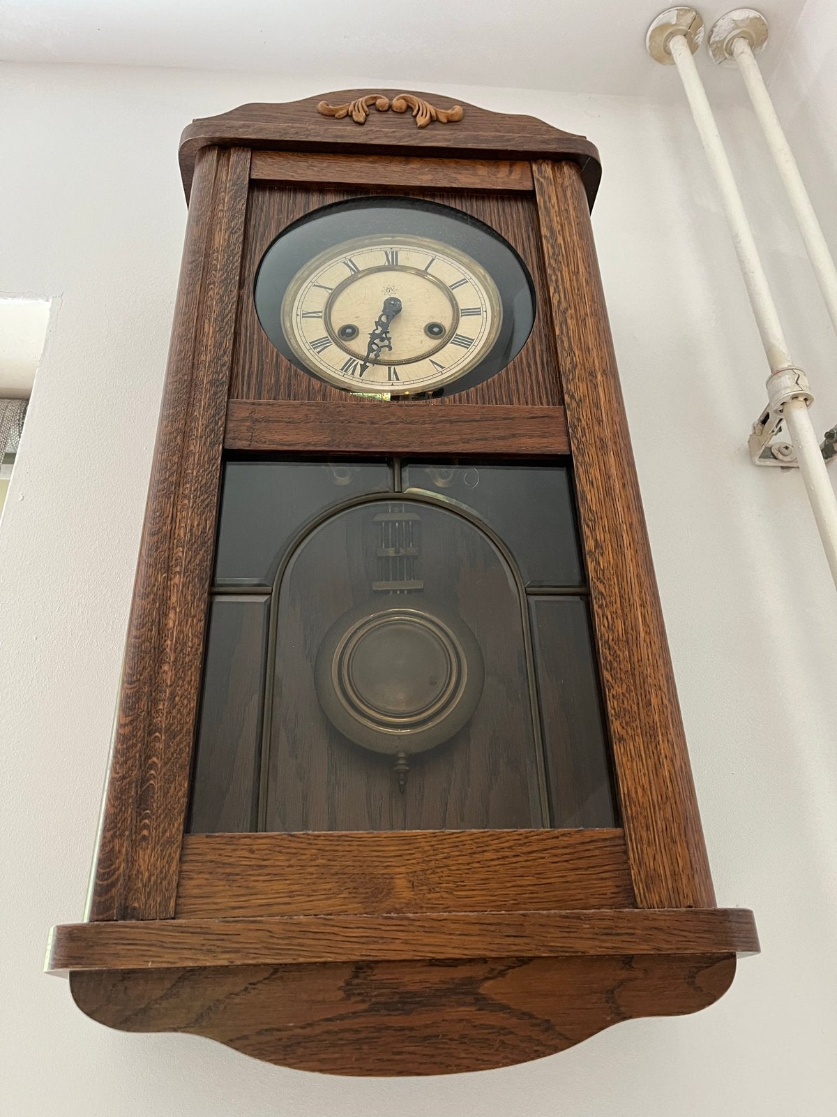 Retro Junghans Antieke wandklok met sleutel, werkend, Ophalen
